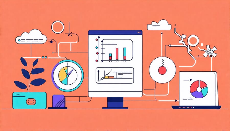 Automation flowchart displaying various processes within a business