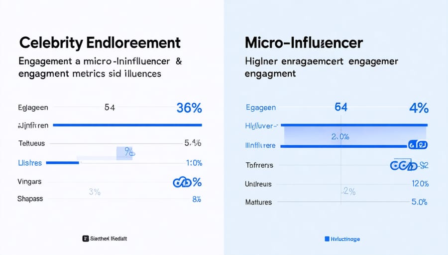 Visual comparison of engagement rates between celebrity and micro-influencer content