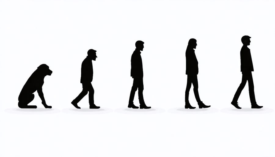 Timeline illustration showing progression from simple chatbots to sophisticated AI customer engagement systems