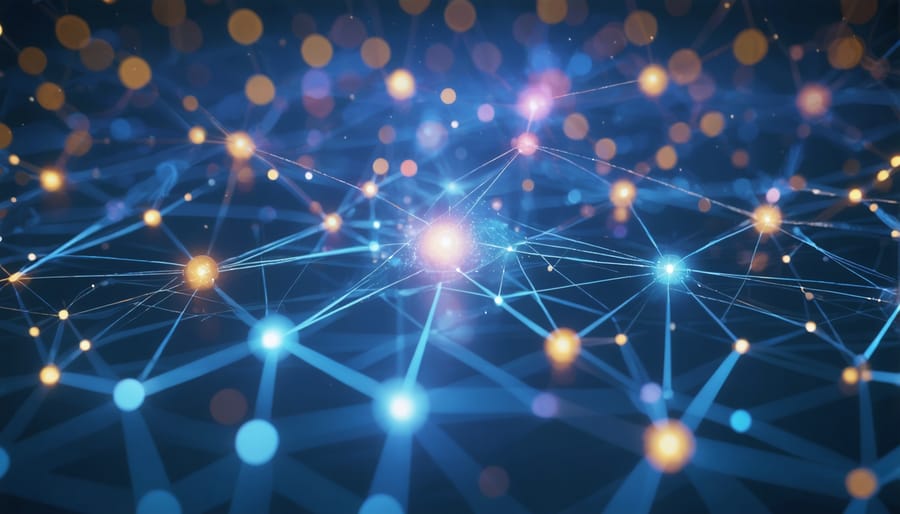 Visual representation of AI analyzing competitor data through connected network nodes