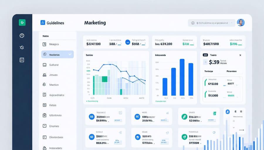 Interactive AI marketing dashboard displaying real-time data analytics and KPIs