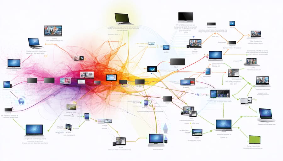 Diagram illustrating different content distribution channels including social media, email, blogs, and other digital platforms