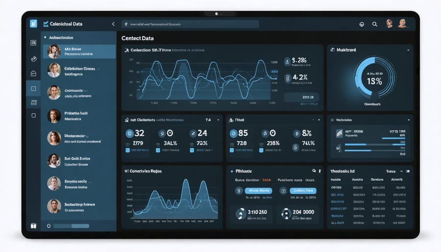 Marketing dashboard displaying contextual personalization metrics and data analysis tools