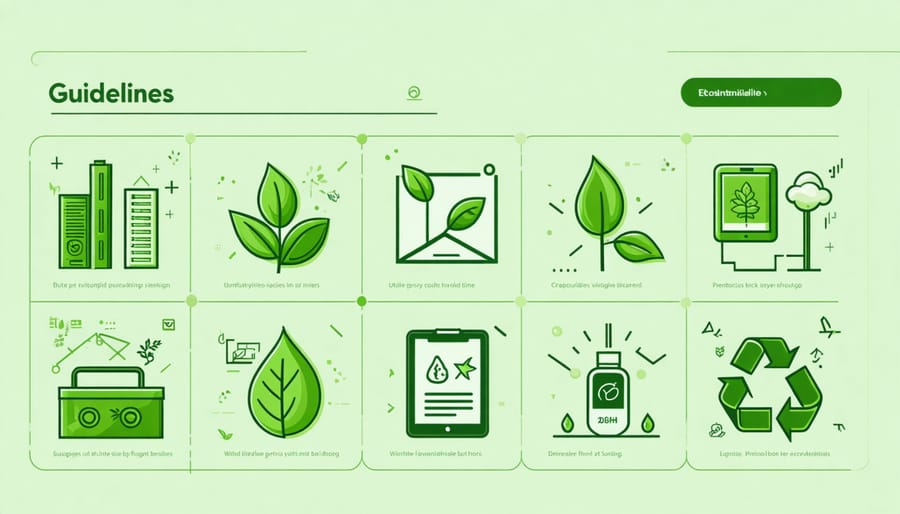Digital marketing dashboard with environmental sustainability metrics and green icons