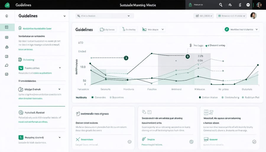 Digital dashboard showing key performance indicators for sustainable marketing campaigns