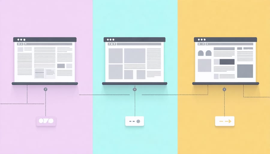 AI-powered dynamic content personalization showing different website versions for different user personas
