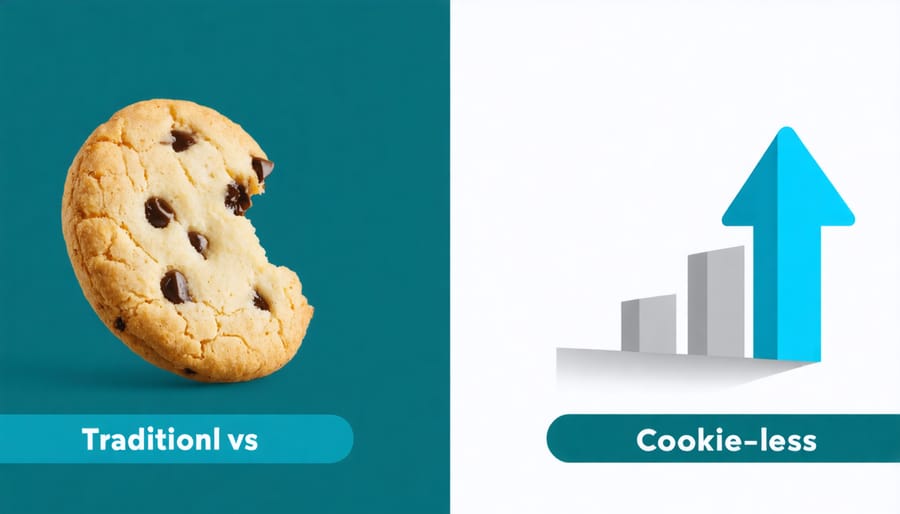 Side-by-side comparison of traditional cookie-based tracking versus modern privacy-focused marketing methods