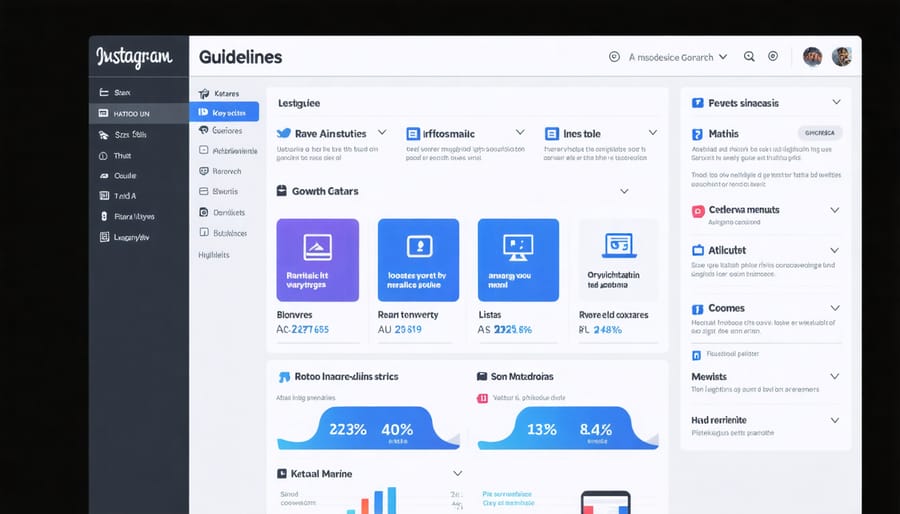 Instagram analytics dashboard displaying follower growth, engagement rates, and key performance metrics