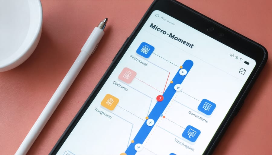 Smartphone displaying customer journey with highlighted micro-moment opportunities
