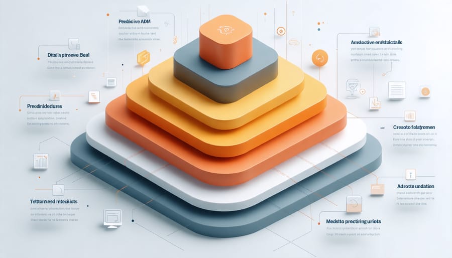Layered technology stack diagram for predictive ABM implementation