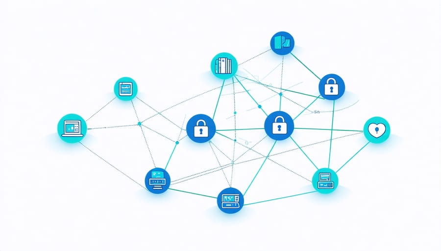 Network diagram showing interconnected privacy regulations and compliance requirements
