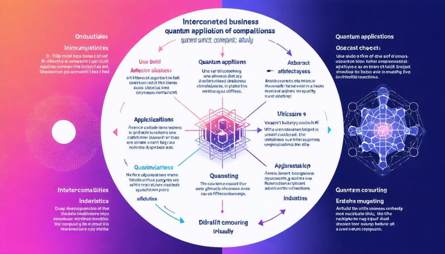 Visual representation of quantum computing applications in various business sectors
