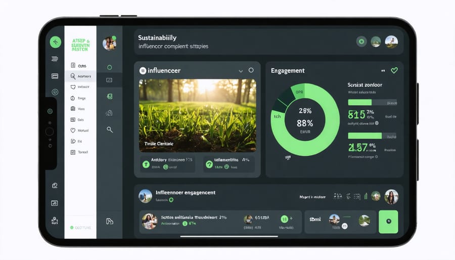 Social media post about sustainable products with likes, shares, and comments