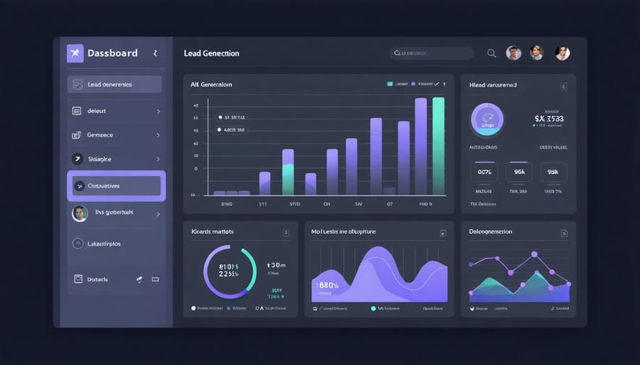 Analytics dashboard displaying key performance metrics for AI lead generation
