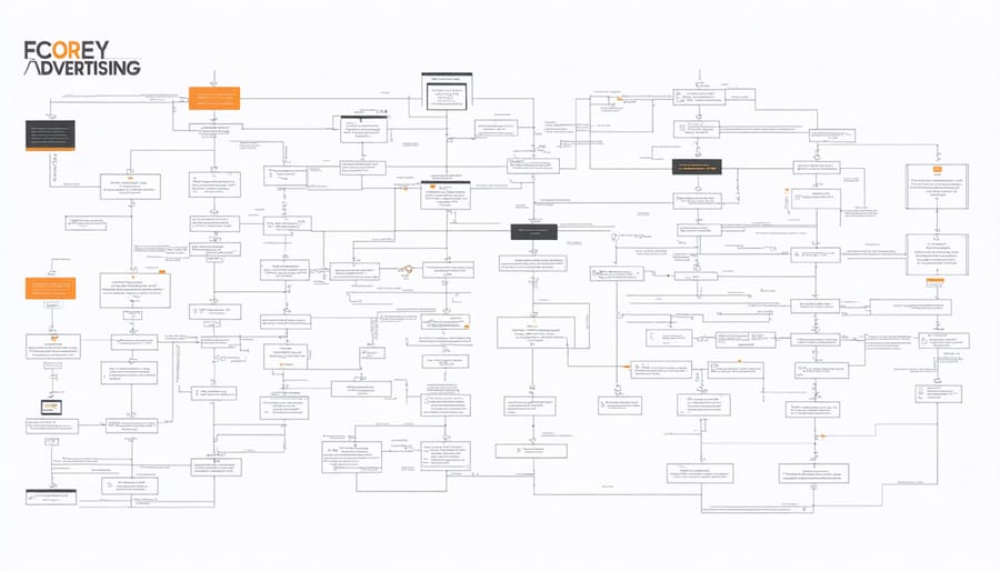 Visual diagram of traditional digital advertising supply chain with multiple intermediaries and unclear payment flows