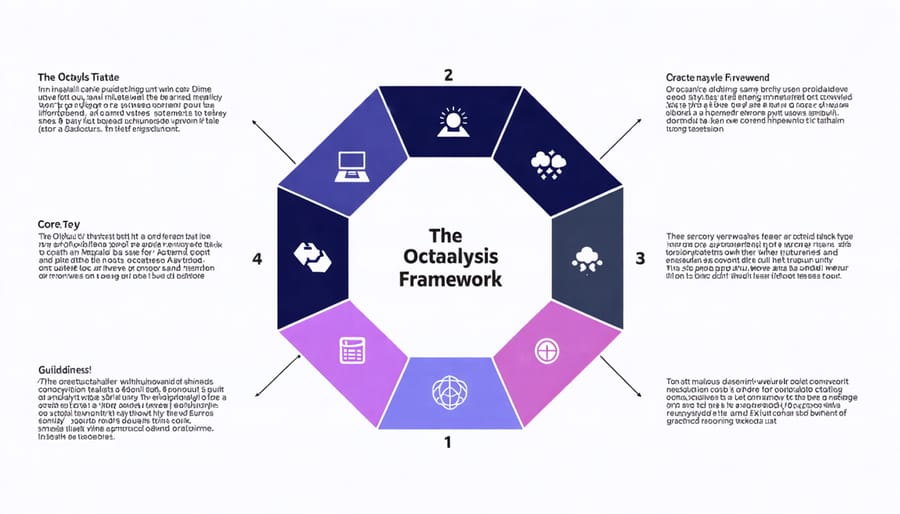 Visual representation of the Octalysis Framework with 8 core drives arranged in an octagon