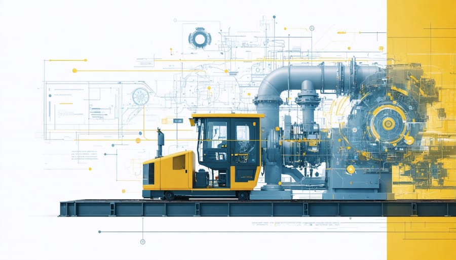 Smart factory equipment with predictive maintenance data visualization overlay