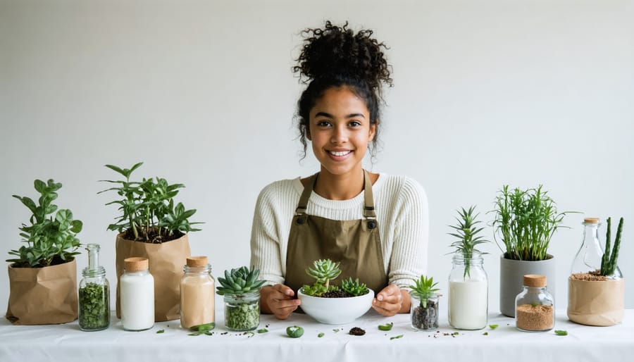 Social media influencer photographing eco-friendly products for Instagram content