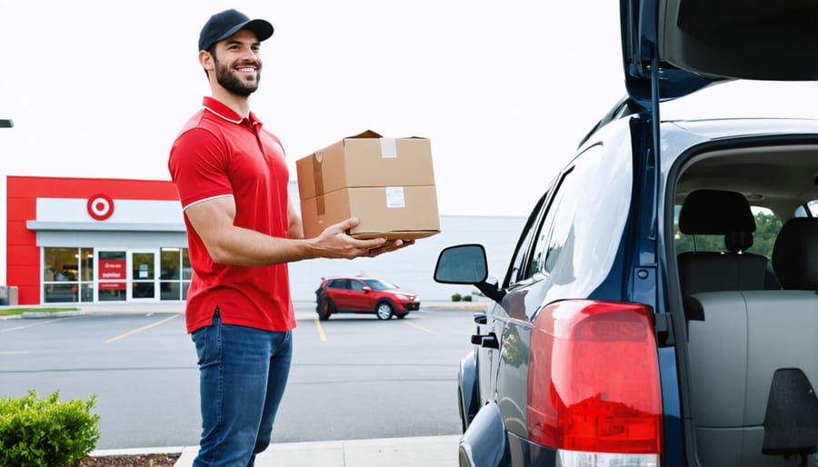 Target employee delivering Drive Up order to customer waiting in vehicle