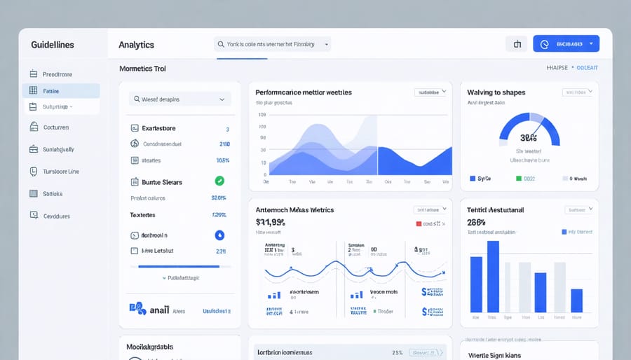 Website performance monitoring dashboard with various metrics and graphs