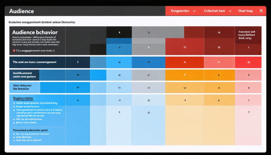Heat map visualization of user engagement patterns and content interaction behaviors