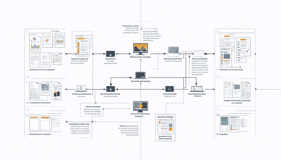 Infographic showing automated graphic design workflow with template system integration