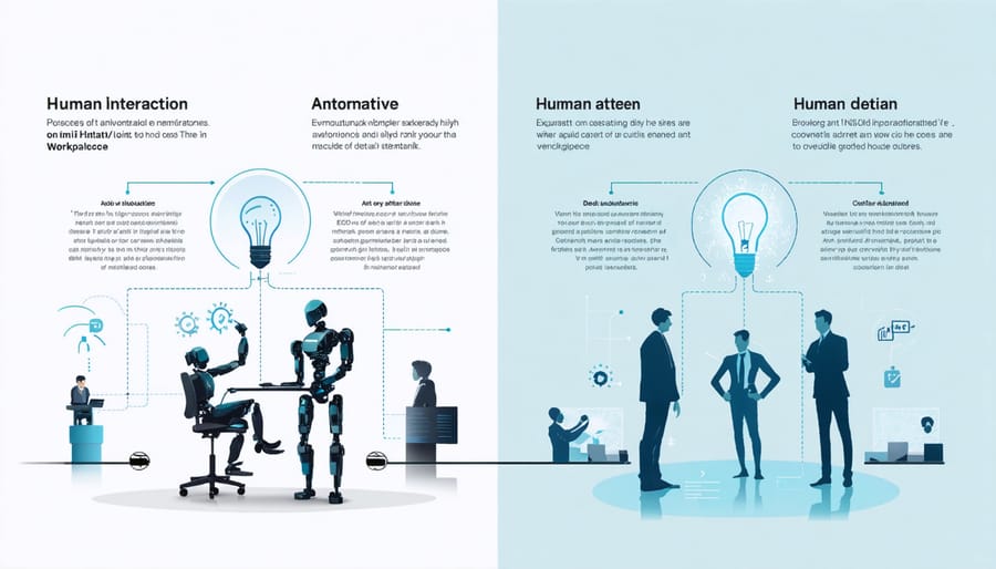 Comparison diagram of automation and human touchpoints in digital transformation