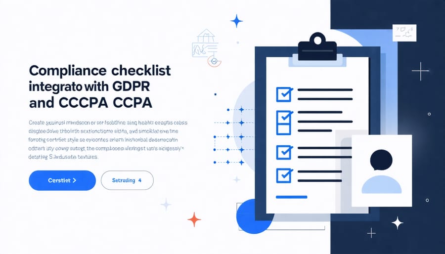 Visual checklist displaying key compliance requirements for GDPR and CCPA regulations
