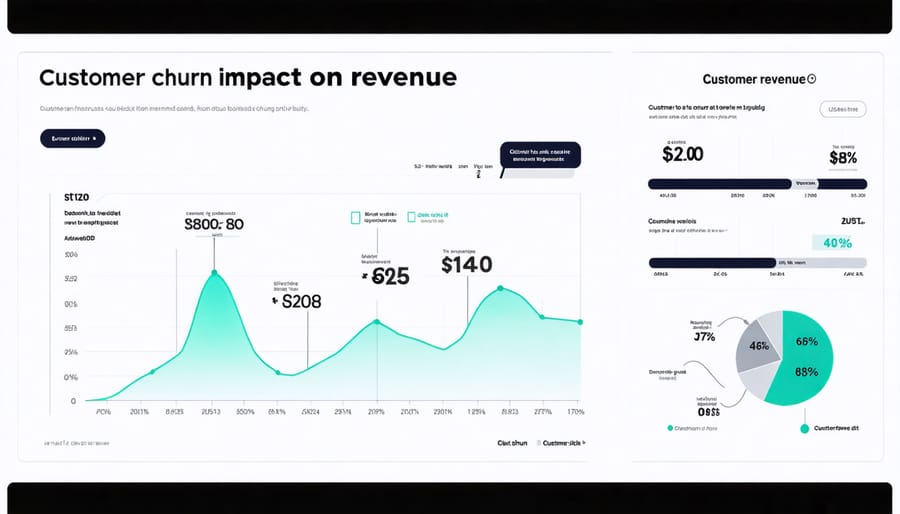 Graph illustrating the financial impact of customer churn on business revenue
