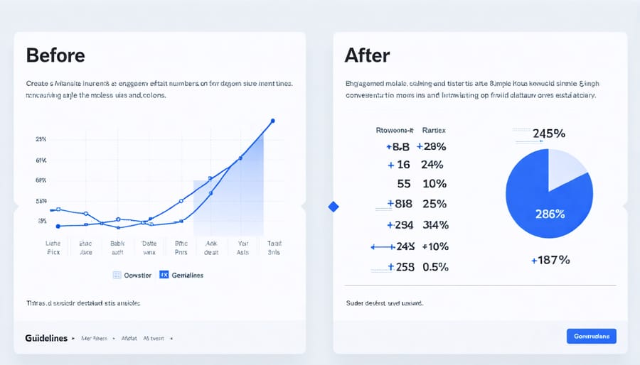 Comparison chart showing social media engagement metrics before and after implementing influencer games