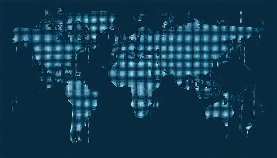 Visualization of international data flows with highlighted national borders