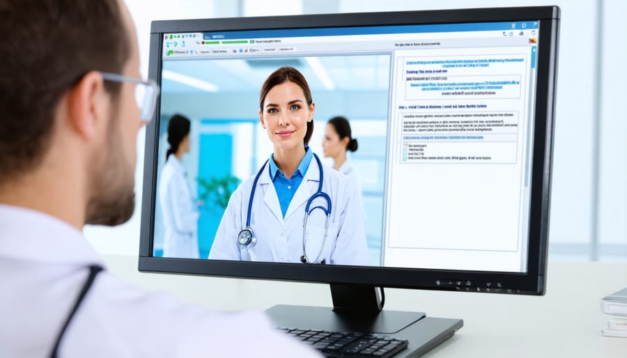 Medical staff member participating in HIPAA social media compliance training