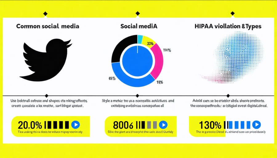 Chart displaying percentages and types of HIPAA violations on social media platforms