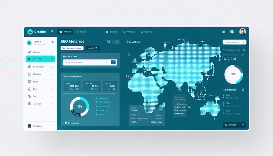 Analytics dashboard displaying key international SEO performance metrics