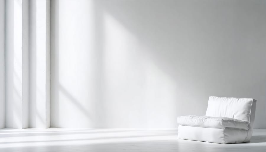 Minimalist workspace with laptop displaying clean website design and simple desk items