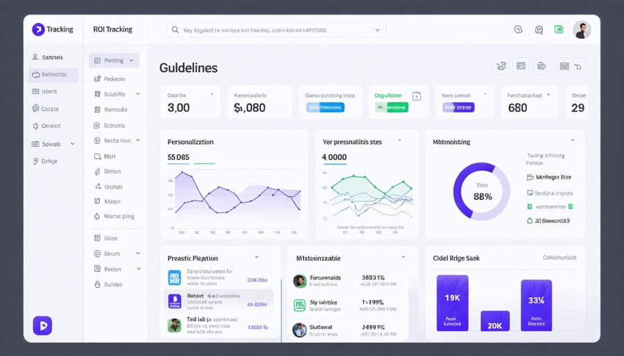 Marketing dashboard displaying personalization KPIs and ROI measurements