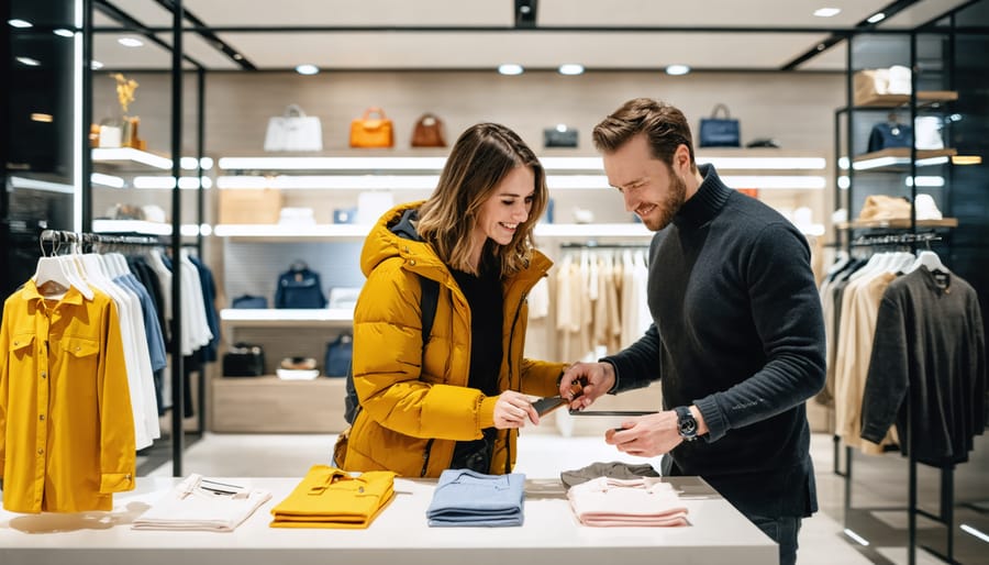 Customers browsing products in modern retail store setting