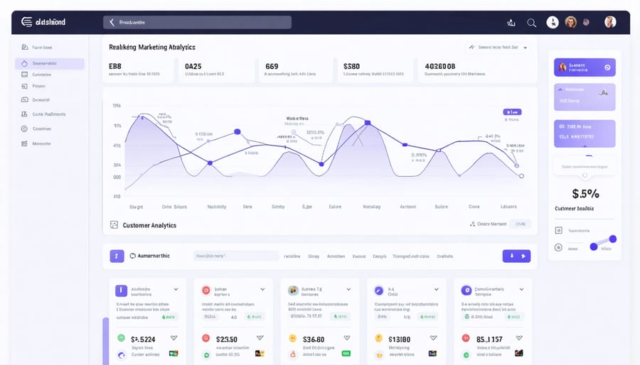 Modern marketing analytics dashboard displaying real-time data and engagement statistics