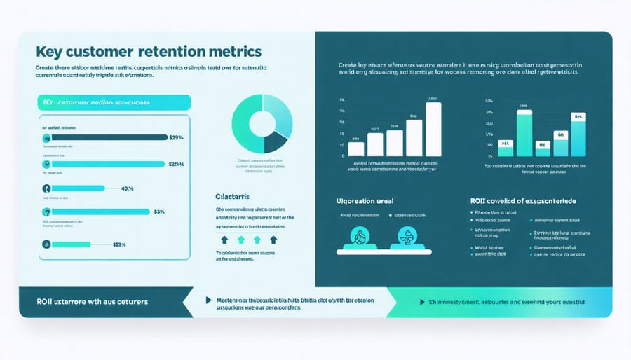 Infographic displaying customer retention KPIs and ROI measurement framework