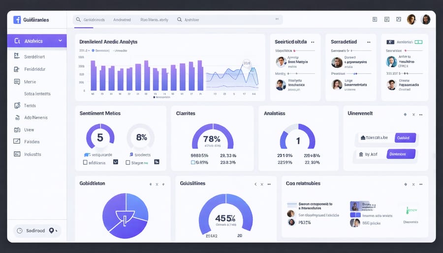 Social media analytics dashboard displaying mixed-method research tools