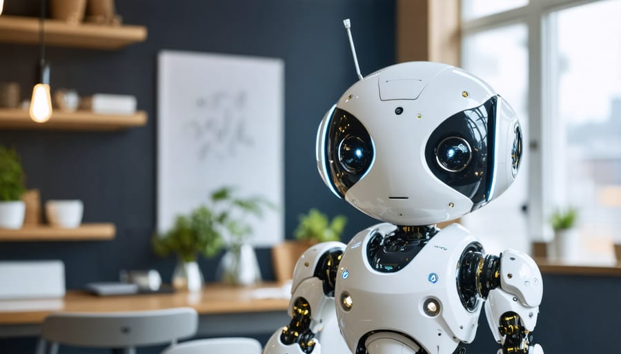 Business owner completing successful customer transaction with chatbot assistance