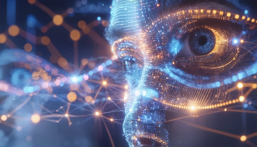 Marketing team collaborating and reviewing customer analytics on laptop in modern office