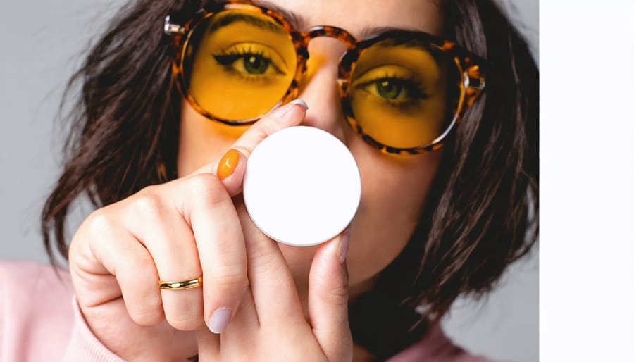 Content creator working at desk with smartphone, laptop, and professional lighting equipment