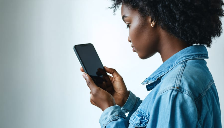 Close-up of person's hand scrolling through social media apps on smartphone