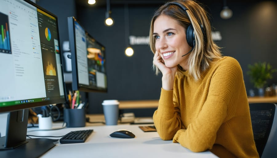 Business team members discussing customer support challenges at office desk