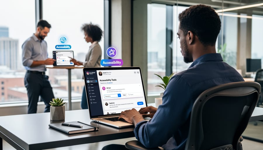Smartphone displaying social media content with accessibility features visible