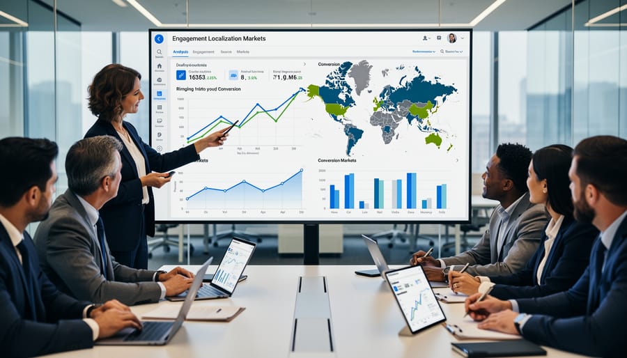 Laptop displaying analytics dashboard showing localization performance metrics