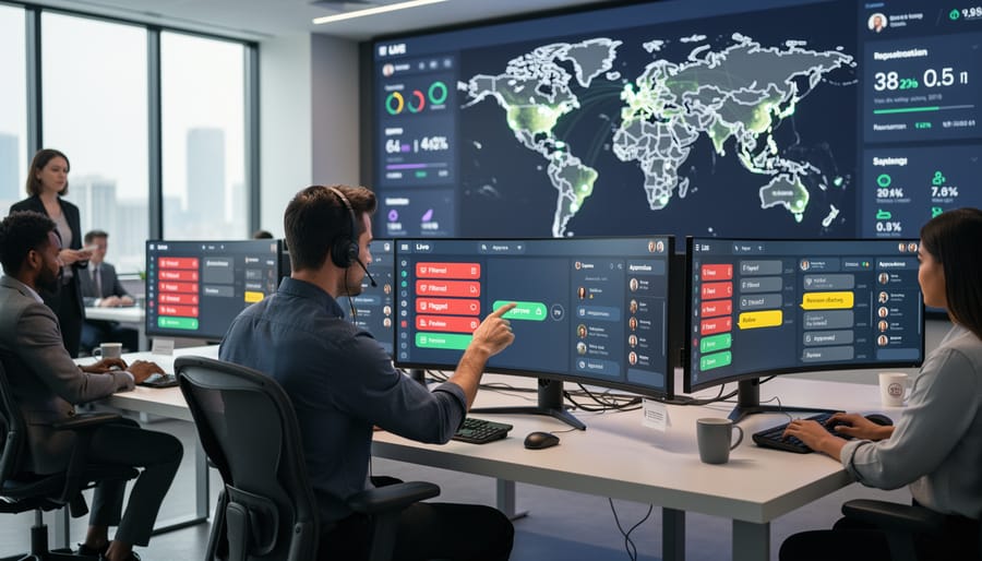 Person actively moderating livestream comments on laptop during live Q&A session