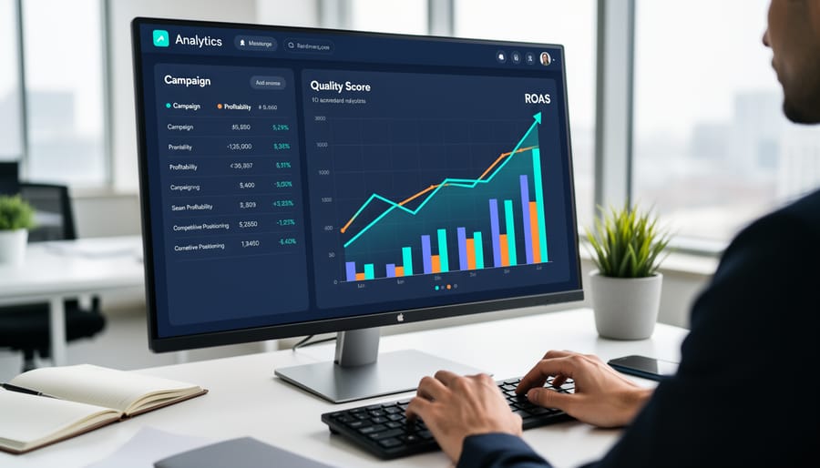 Magnifying glass examining financial data on printed spreadsheet