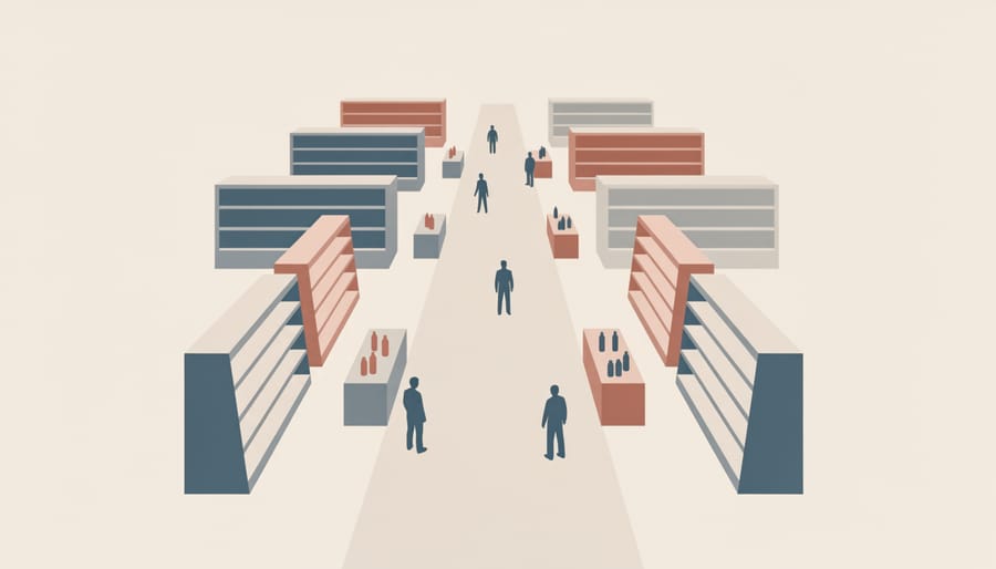 Overhead view of retail store layout showing customer pathways and choice architecture